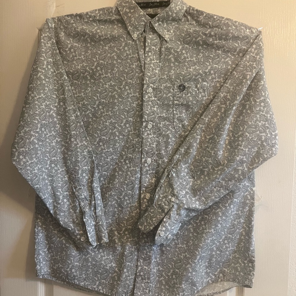 Wrangler George Strait  Collection Men's long sleevGray Floral Button-Down Shirt